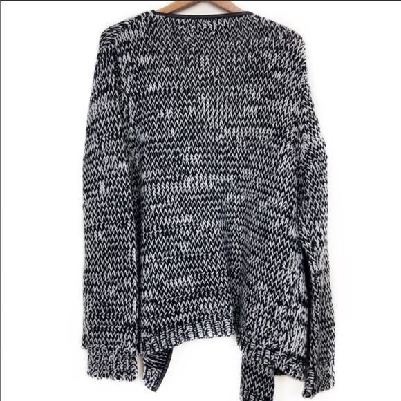 Open Front Cardigan Sweater w/Faux Leather Trim 2X - Picture 4 of 6